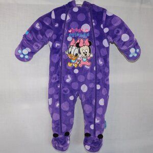 Disney Minnie Mouse Baby 6 -12 Month Winter Suit Bunting Snowsuit Fleece Purple